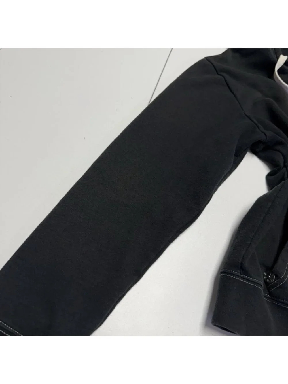 True Religion Black Zip Hoodie with Cream Drawcords